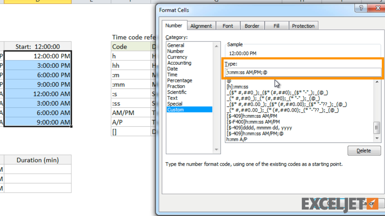 Excel Tutorial How To Create A Custom Time Format 5354